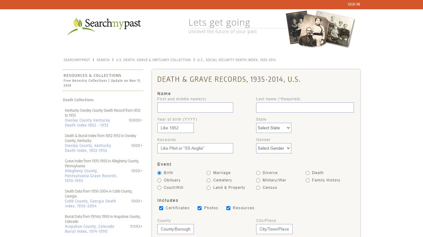 U.S., Social Security Death Index, 1935-2014 | Searchmypast